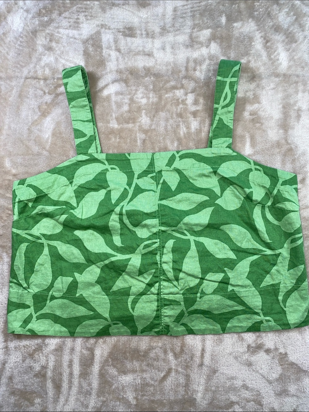 Banana Republic linen blend Green Leaf Print Tank Top